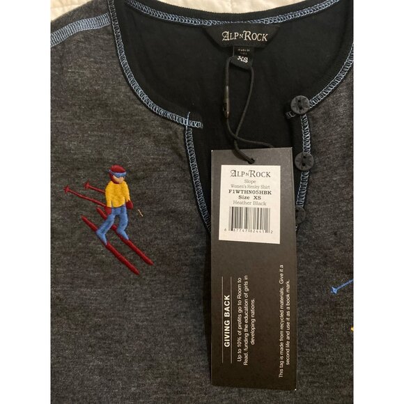 NWT Alp-N-Rock Slope Henley Ski Après Sweater Organic Embroidered Gray XS/S $198 - Picture 7 of 16